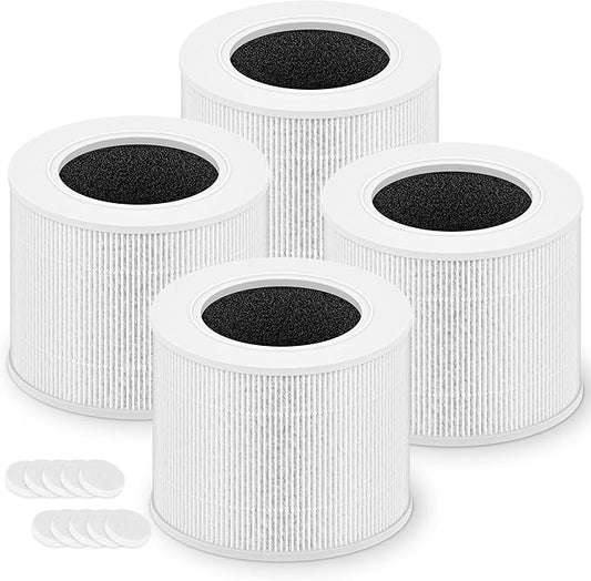 Core Mini Replacement Filter for LEVOIT Core Mini and Core Mini-P Air Purifier, 3-in-1 H13 Grade True HEPA and High-Efficiency Activated Carbon, Core Mini-RF, 4 Filter & 10 Fragrance Sponge