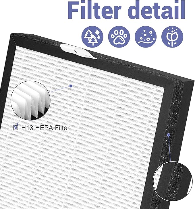 2 Pack H04 Replacement Filter Compatible with HIMOX H04 Air Purifier, 4-Stage Filtration H13 HEPA and Activated carbon Filters