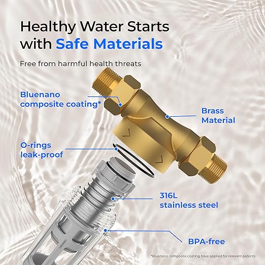 Waterdrop Spin Down Sediment Filter, Backwash Whole House Water Filter System for Well Water, 50 Micron+200 Micron, 1" MNPT + 3/4" FNPT + 3/4" MNPT, Traps Sand, BPA Free