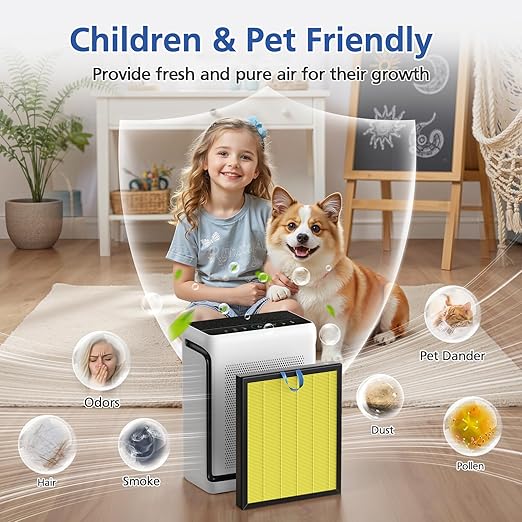 Vital 200S Pet Care Replacement Filter Compatible with LEVOIT Vital 200S and Vital 200S-P Air Purifi-ers, 3-IN-1 Premium Filter and Activated Carbon Filter, for Vital 200S-RF, LRF-V201-WUS, Yellow