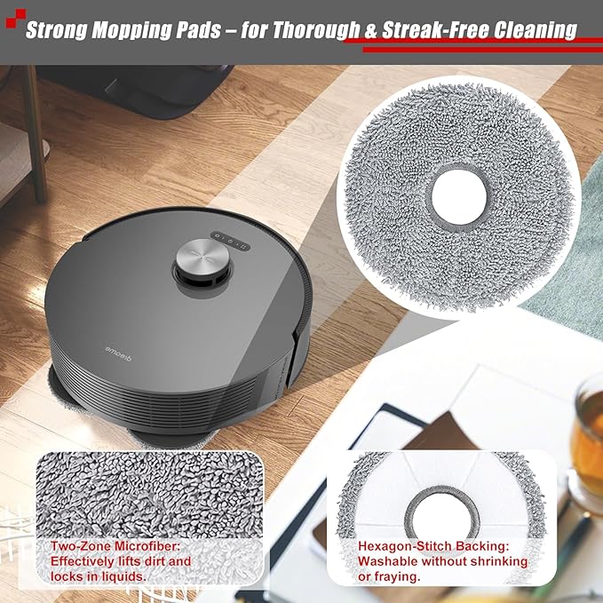 Accessories Kit for Dreame L10s Pro Ultra Heat / L10s Ultra Gen 2 / X30 Ultra Robot Vacuum, 2 Main Brushes, 4 HEPA Filters, 4 Mop Pads, 4 Vacuum Bags, 6 Side Brushes, 1 Cleaning Brush