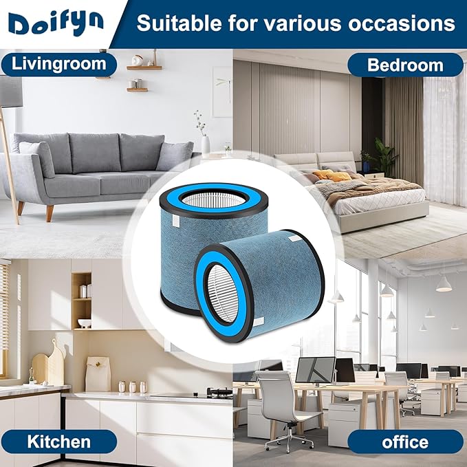 HP152 Replacement Filter 2 Pack Compatible with Shark HP100 HP102,HP132,HP152, HP102PET & HC450, HC451, HC452, HC455 Air Purifier,Compare Part # HE1FKPET, HE1FKBAS