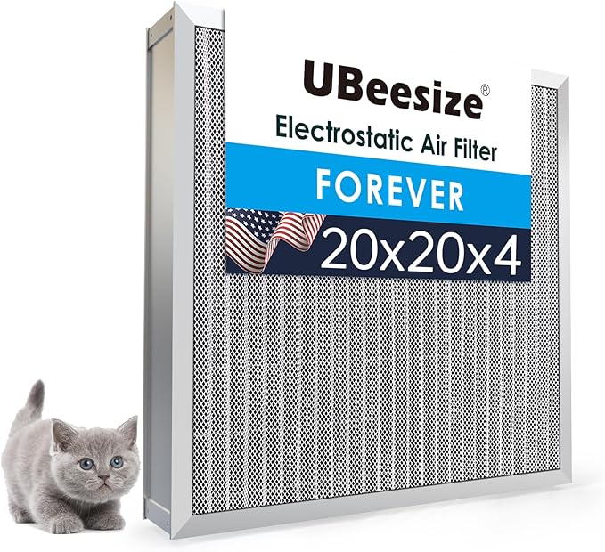 UBeesize 20x20x4 Reusable Electrostatic Air Filter HVAC AC Furnace Filter,Washable, Lasts a Lifetime,Permanent Air Filter,Breathe Fresher,Home And Office(Actual Size:19.37x19.37x3.58Inch)