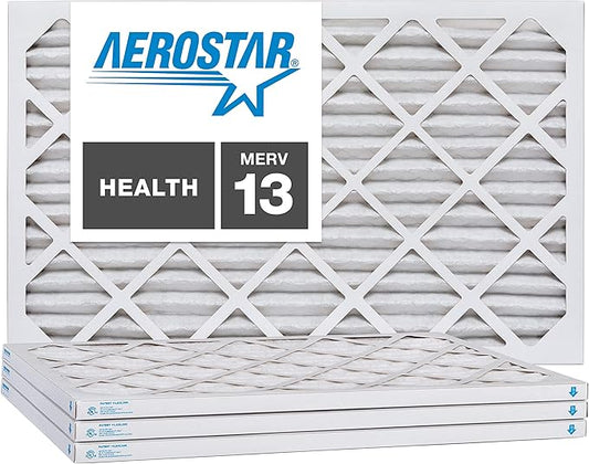 Aerostar 12x14x1 MERV 13, Pleated Air Filter, 12x14x1, Box of 4, Made in the USA