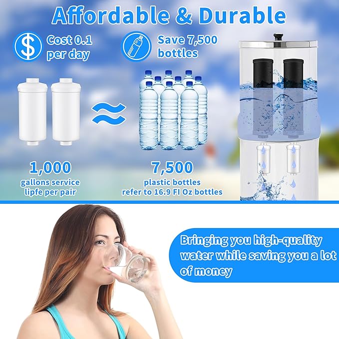 2 Pack Fluoride Water Filter,Replacement for PF-2® Fluoride Filters, Fluoride and Arsenic Filter Compatible with Berkey Gravity Filtration System、 Big、 Travel、 Royal、Imperial and Crown Series
