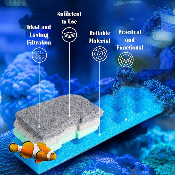 40 Pcs Replacement Filter Media Kit Compatible with Fluval 406/407, Aquarium Filters Set Including 4 Biological Foams, 36 Ammonia/Phosphate/Nitrite Remover