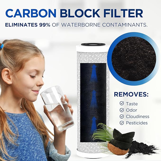 Complete 4-Pack RO Water Filter Replacement Kit for Krystal Pure KR10 System - Including Membrane RO Filter, Carbon Block Filters, and Polypropylene Sediment Filter