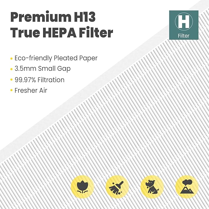 116130 Replacement Filter H for Winix 5500-2 AM80 Plasmawave Air Purifier, Includes 4 Pack True HEPA Filter and 4 Pack Activated Carbon Filter