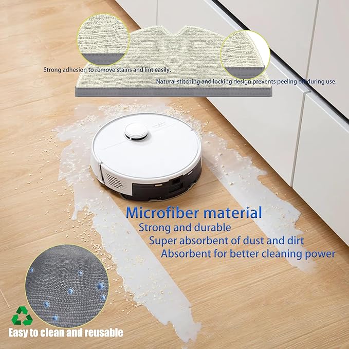 Q7 Replacement Parts Compatible with Roborock Q7 Q7+ Q7 Max Q7 Max+ Robot Vacuum Cleaner,2 Main Brush, 6 Mop Cloth Pads, 6 Side Brushes, 6 HEPA Filters,6 Dust Bag