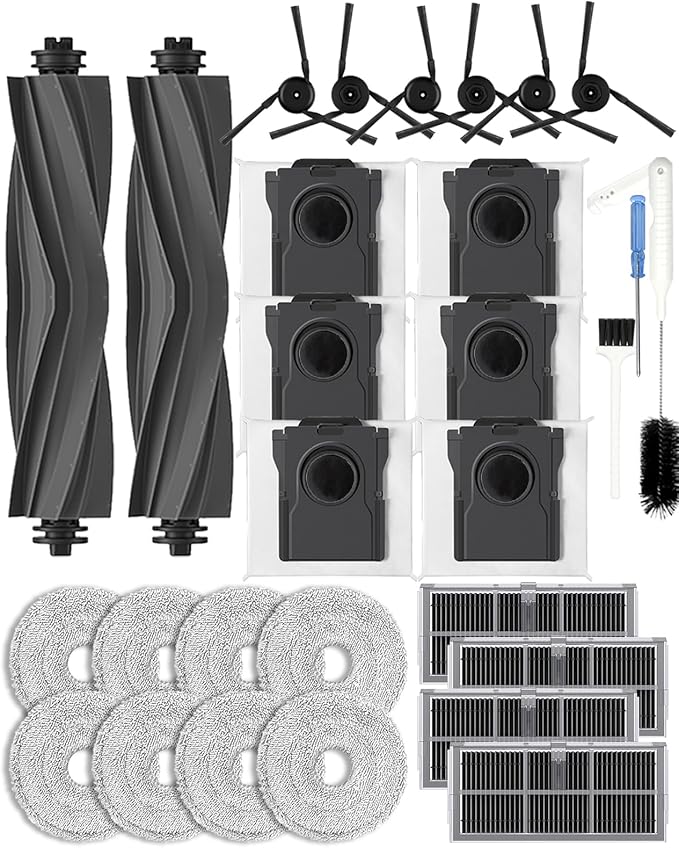 Yivy 29 PCS Replacement Parts for Dreame X40 Ultra/ L40 Ultra /X40 Master/Mova P50 Pro Ultra/Mova P10 Pro Ultra Vacuum Cleaner,Accessories: 2 Main Brushes, 4 Carbon HEPA Filters,6 Carbon Dust Bags