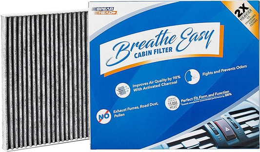 Spearhead Odor Defense Breathe Easy AC & Heater Cabin Filter, Fits Like OEM, Up to 25% Longer Lasting w/Activated Carbon (BE-671)