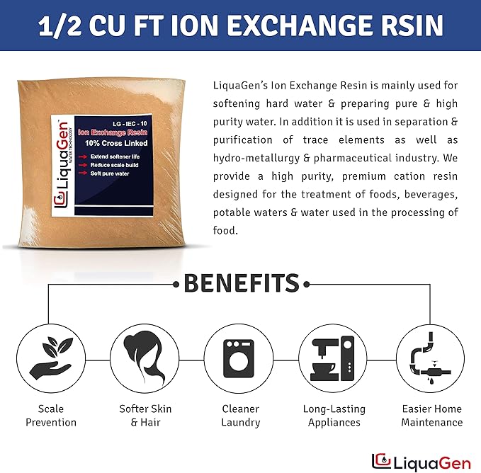 LiquaGen - 1.5 CU FT. Ion Exchange Resin Cation for Water Softeners