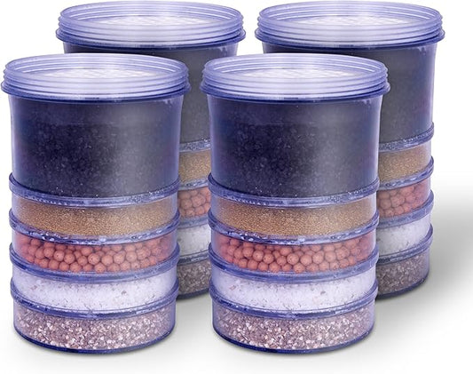 5-Stage Replacement Mineral Filter Cartridge for Countertop & Water Coolers. 5 layers of filtration & mineralization. Removes granular impurities to provide a brilliant sparkle in water (Set of 4)