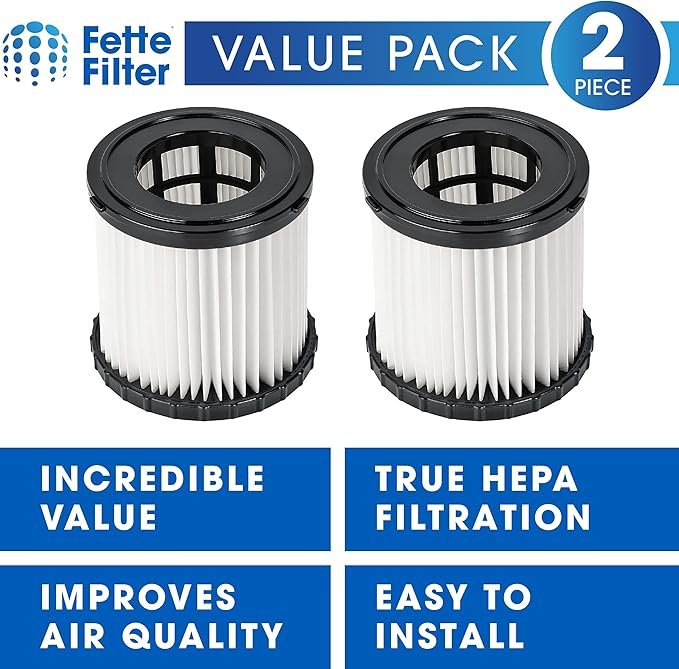 Fette Filter - A32VC05/A32RF08 Wet/Dry Vacuum Replacement Filter Compatible with RYOBI P3240 PCL733 PCL734 18V ONE+ 3 Gal. Vacuums. part # A32VC05 & A32RF08 Compatible with Hoover AH46100 - Pack of 2
