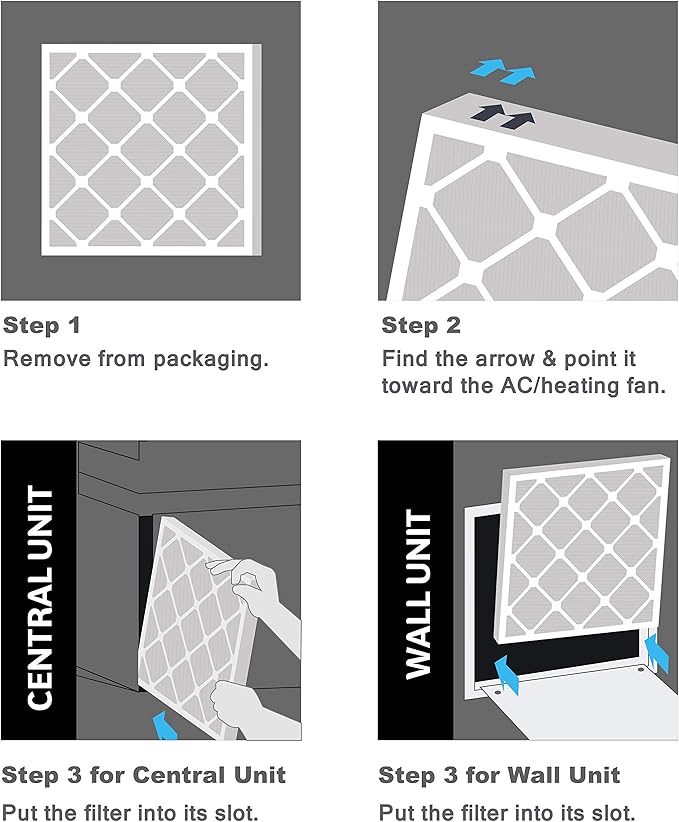 Aerostar 14x25x2 MERV 8 Pleated Air Filter, AC Furnace Air Filter, 4 Pack (Actual Size: 13 1/2" x 24 1/2" x 1 3/4")