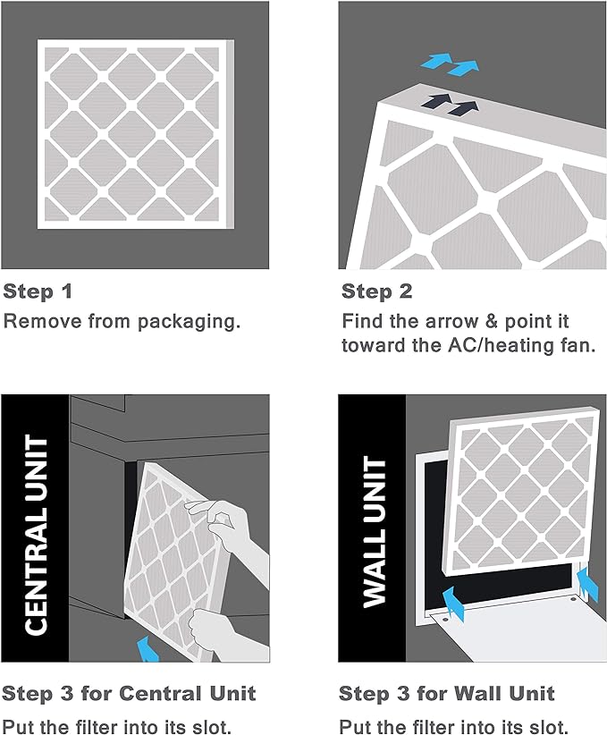 Aerostar 14x25x2 MERV 13 Pleated Air Filter, AC Furnace Air Filter, 4 Pack (Actual Size: 13 1/2" x 24 1/2" x 1 3/4")