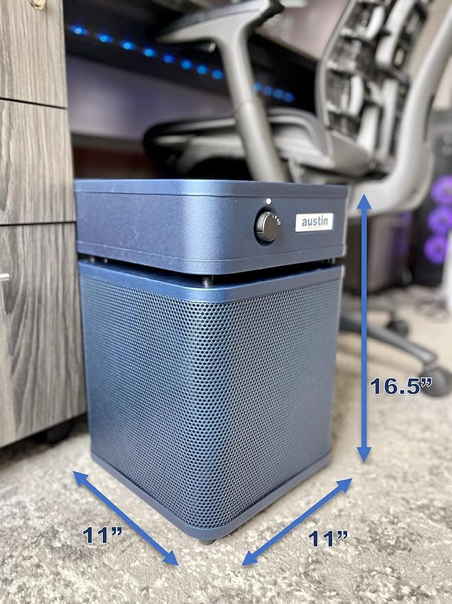 Austin Air HealthMate Plus Junior Air Purifier Midnight Blue - Advanced 4- Stage Filtration Air Purifiers For Home with Activated Carbon & Zeolite - Ideal as Air Purifiers for Bedroom, Model A250