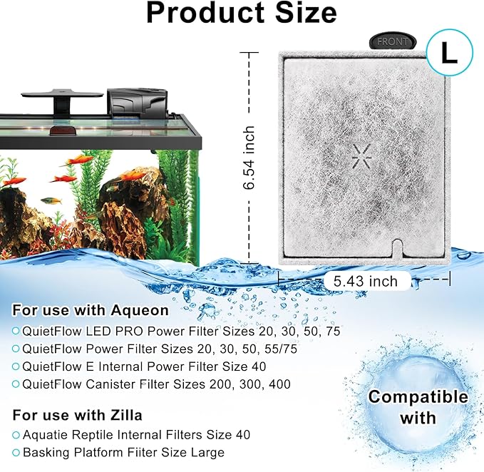 4 Pack Large Filter Cartridges Compatible with Aqueon QuietFlow Filter LED PRO Size 20,30,50,75/Power Filter Size 20,30,50,55/75, E Internal Size 40 Canister Filter