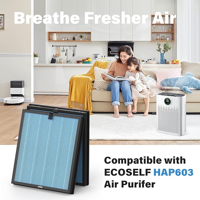 HAP603 Replacement Filter Compatible with ECOSELF HAP603 Air Purifier, Blue, 2 Pack