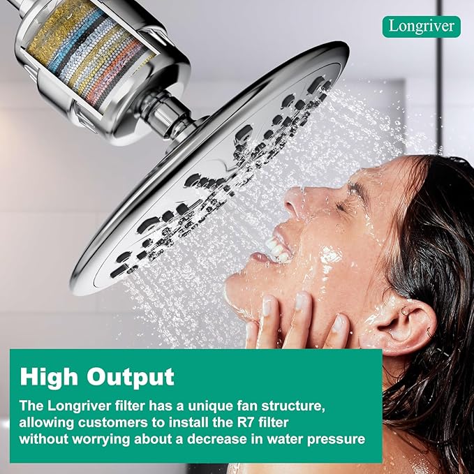 3 Pack 33 Stage Universal Shower Filter Replacement Cartridge - Hard Water Purifier Removes Chlorine, Heavy Metals, Iron, Sediments - High Output Water Softener for Skin & Hair