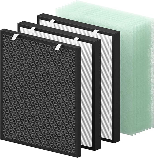 Air400 Replacement Filter for Bissell Air400, 2 H13 True HEPA and 1 Activated Carbon Pack with 8 Pre-Filter, Compared to Part #2521,2520,3365