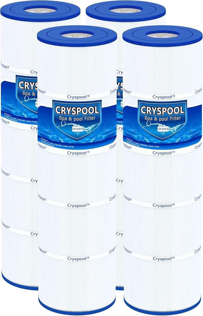 Cryspool® 07072 Filter Compatible with CX880XRE, SwimClear C4030, C4025, C4020, PA106-PAK4, C-7488, FC-1226, 4×106 Sq. Ft Pool Filter Cartridge, 4 Pack