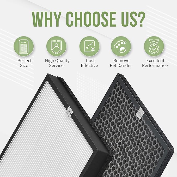 AP-B102 Replacement Filter Compatible with Alexapure Breeze Air Pu-rifier AP-B102 and 3049 Filter Set, 2 Main Filters and 2 Activated Carbon Filters Included