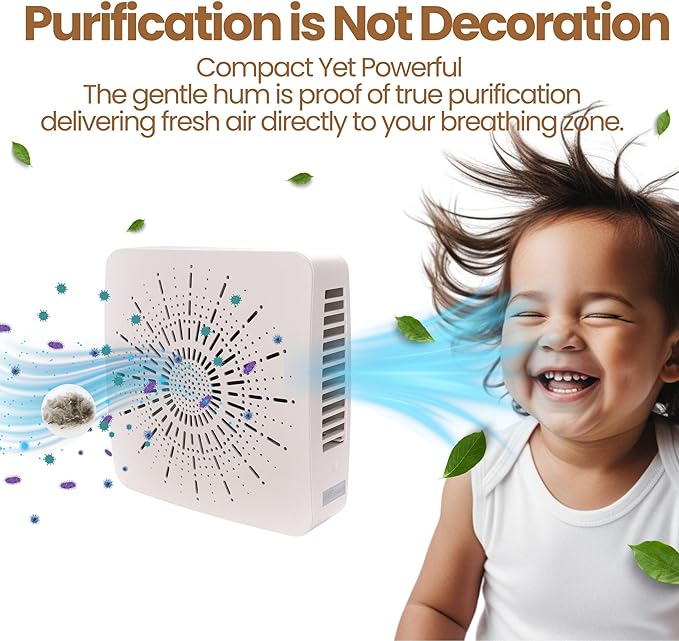 Portable Desktop Air Purifier & Fan Combo with HEPA Filter, Aroma & Ionizer – Compact Yet Powerful 3-Speed Air Cleaner for True Purification in Bedroom, Office, Travel & Gifts (White)