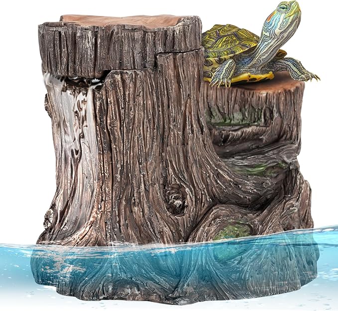 REPTI ZOO Turtle Tank Filter, 45GPH Aquarium Filter with Basking Platform Flow Adjustable Turtle Filter with Multi-Layer Filtration for Up to 10 Gallon