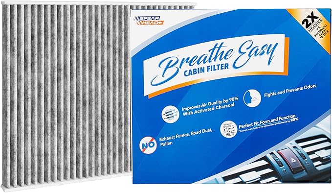 Spearhead Odor Defense Breathe Easy AC & Heater Cabin Filter | Fits 2018-22 Ecosport, 2011-19 Fiesta Like OEM | Up to 25% Longer Lasting w/Activated Carbon (BE-670)