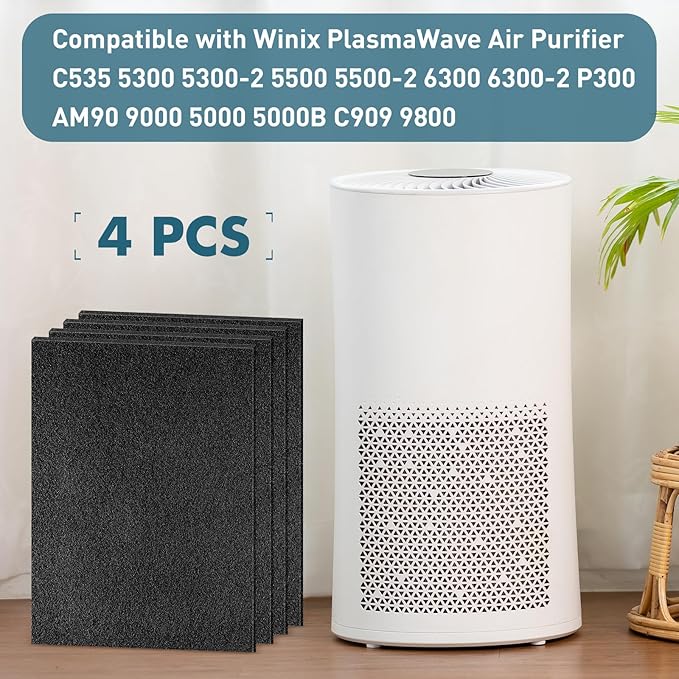 Pangda 4 Pack Activated Carbon Pre Filters Replacement Compatible with Winix Air Purifier Odor Control Part Filter A 115115 Size 21 Compatible with Winix Air Purifier Am90 C535 5300 5500