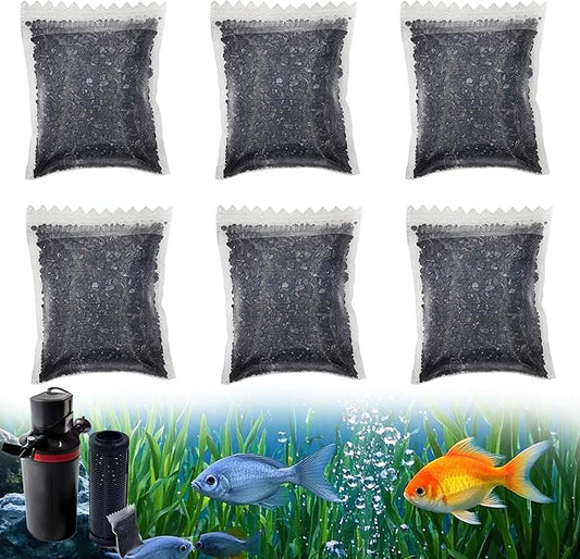 xcivi 6PCS Carbon Filter Media for Aquariums, Premium Activated Carbon, Aquarium Filter Media, Media Filter Bags Activated Carbon Charcoal Aquarium Fish Tank Canister Filter