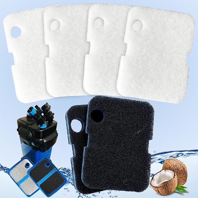 6 Pack Replacement Activated Carbon Sponge Bio Filter Pads and White Floss Pads and for Cascade 700/1000 CCF2UL CCF3UL, Compatible with Penn-Plax Cascade 700 & 1000 Canister Aquarium Filters
