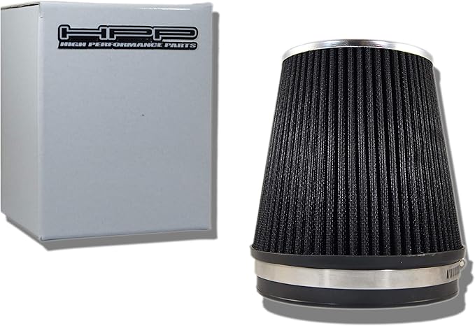 Truck Cold Air Intake Black 6" / 152 mm Inlet Reusable Quality Universal Clamp On Cone Replacement Dry Short Air Filter
