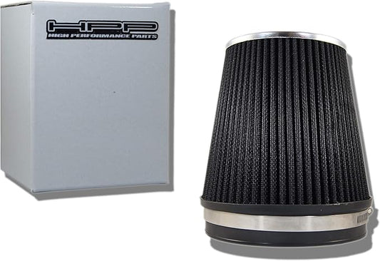 Truck Cold Air Intake Black 6" / 152 mm Inlet Reusable Quality Universal Clamp On Cone Replacement Dry Short Air Filter