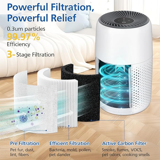 2-Pack of Core Mini Filter Replacement Compatible with LEVOIT Core Mini Air Purifier, 3-in-1 Upgraded Filtration Core Mini-P Replacement Filter with Activated Carbon, Compared to Part # Core Mini-RF