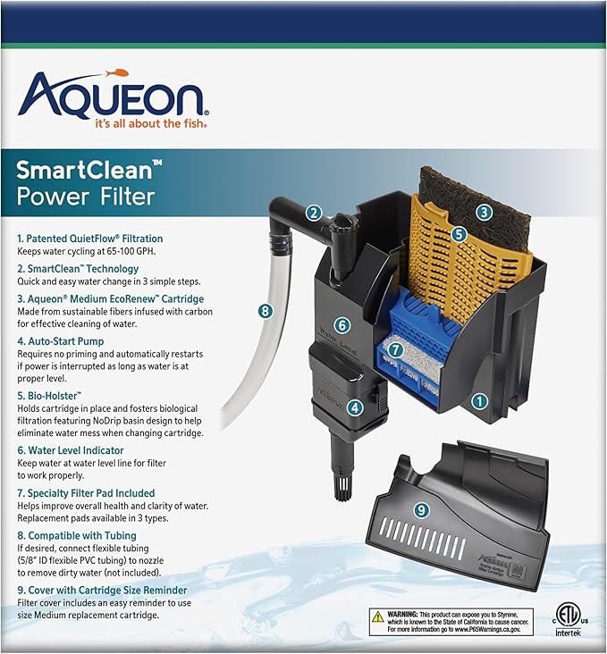 Aqueon Aquarium Fish Tank SmartClean Power Filter with EcoRenew Filter Cartridge, 10-20 Gallons (Pack of 12)
