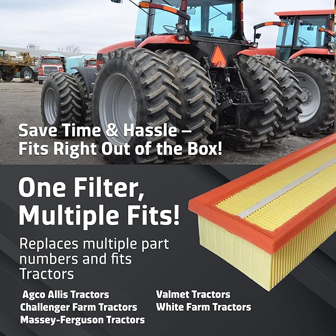 Cabin Filter - Pack 1 - Compatible with Agco Allis Tractors, Challenger Farm Tractors, Massey-Ferguson Tractors - Cabin Air Filter Replacement – Replaces O.E. 3388840M2; Baldwin PA5626; Wix WP10069