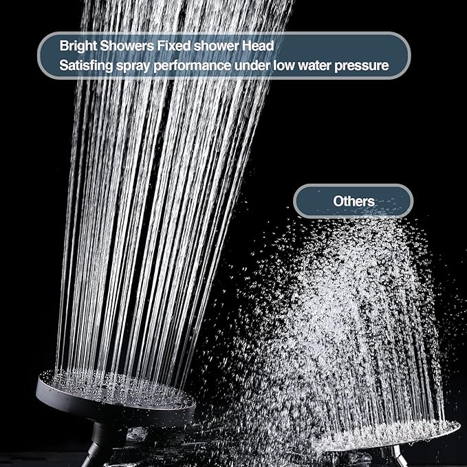 BRIGHT SHOWERS High Pressure Shower Head, 6 Inch Rain Shower Head, 2 Spray Settings Rainfall Shower Heads, Adjustable Angle Replacement Bathroom Showerhead, Easy Installation Oil Rubbed Bronze