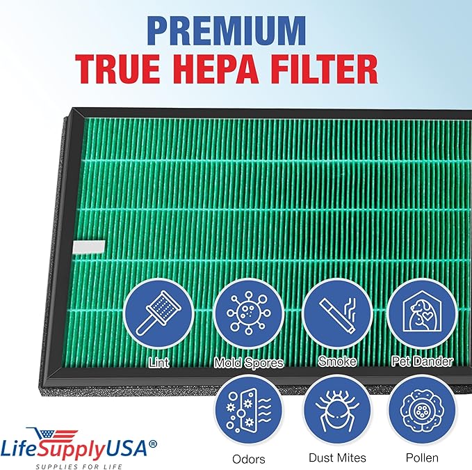 LifeSupplyUSA True HEPA Filter Replacement Compatible with Rabbit Air BioGS 2.0 SPA-550A and SPA-625A Air Purifier
