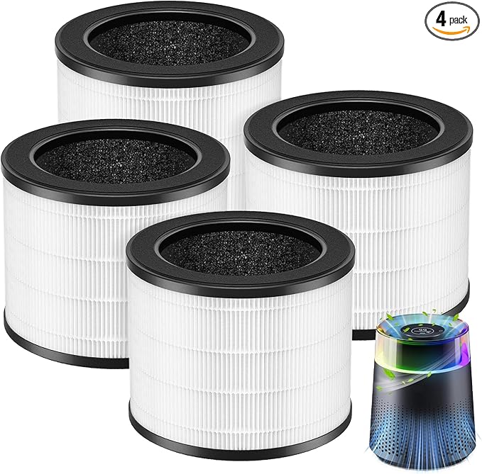 4 Pack MSB5 Filter Replacement Compatible with Membrane Solutions MSB5 Air Puri-fier, 3-in-1 Hepa Air Filter Replacement with High-Efficiency Filtration for Smoke Pollen Dander Hair Smell