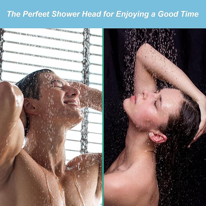 OFFO Shower Head, High Pressure Shower Head with 6 Mode, Fixed Showerheads for Strong Water Flow & Relaxing Shower Experience, Brushed Nickel