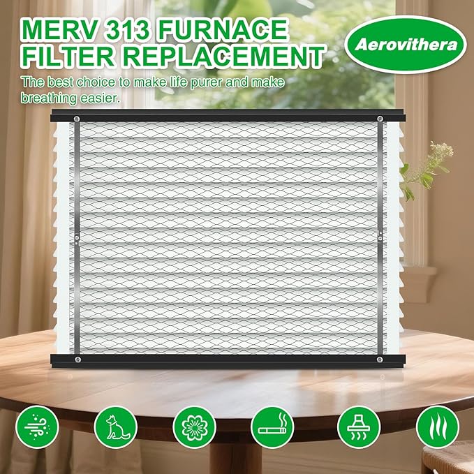 2-Pack 313 Air Filter Replacement Compatible with AprilAire Whole House Air Purifiers,Models 1310, 2310, 3310, 4300, MERV 13 20x20x4 Pleated HVAC AC Furnace Filter