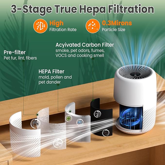 Core Mini Replacement Filter Compatible with LEVOIT Core mini-P Air Purifier, 3-in-1 Pre, H13 True HEPA, Activated Carbon Filtration System,Core Mini-RF,2 Filter & 10 Fragrance Sponge，By Improvedhand