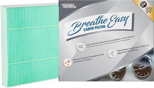 Spearhead HEPA Breathe Easy Cabin Filter, Up to 99.97% Filtration of 0.3 Micron Particles w/No Airflow Reduction (BE-643H)