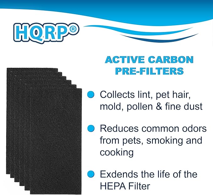 HQRP Filter Set compatible with Hamilton Beach 04383 04384 04385 04386 TrueAir Purifiers, 2 HEPA-grade Filters plus 6 Carbon Filters