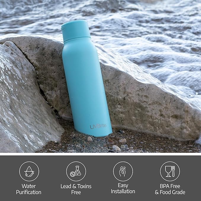 UV self-Cleaning and Water-Purifying Bottle -18.6 Ounce Insulated Rechargeable Stainless-Steel Tumbler w/Safety Lock Prevents Accidental Exposure for Outdoor and Emergency use