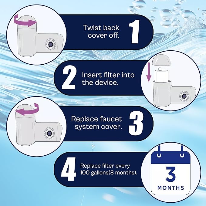 4 Pack P-ur Faucet Water Filter Replacement fit for Pur water faucet, Compatible with All P-ur Faucet Mount Filtration Systems LUXRILIX