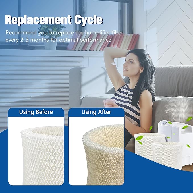 Funmit MAF2 Humidifier Wick Filter (4 Pack) Replacement for Esscik Air AIRCaire MiostAIR MA0800, MA0600, MA0601 15408, Replacement for Kenmore 17006, 29706, 29988 Series Humidifiers