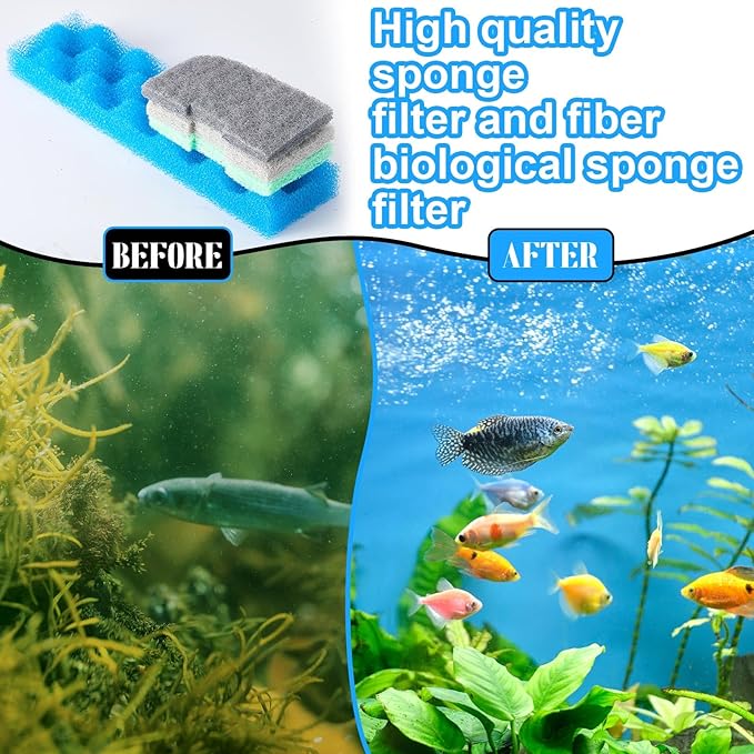 20 Pcs Aquarium Filters Replacement Filter Media Kits Compatible with Fluval 406/407, Including 2 Biological Foams, 6 Ammonia / 6 Phosphate / 6 Nitrite Remover